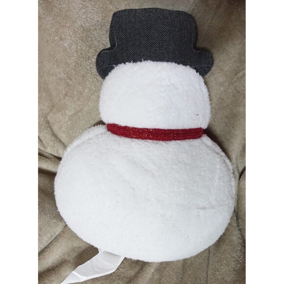 Isaac Mizrahi Sherpa Snowman Shaped Pillow 14x22 Holiday Winter Christmas NEW - Picture 5 of 10